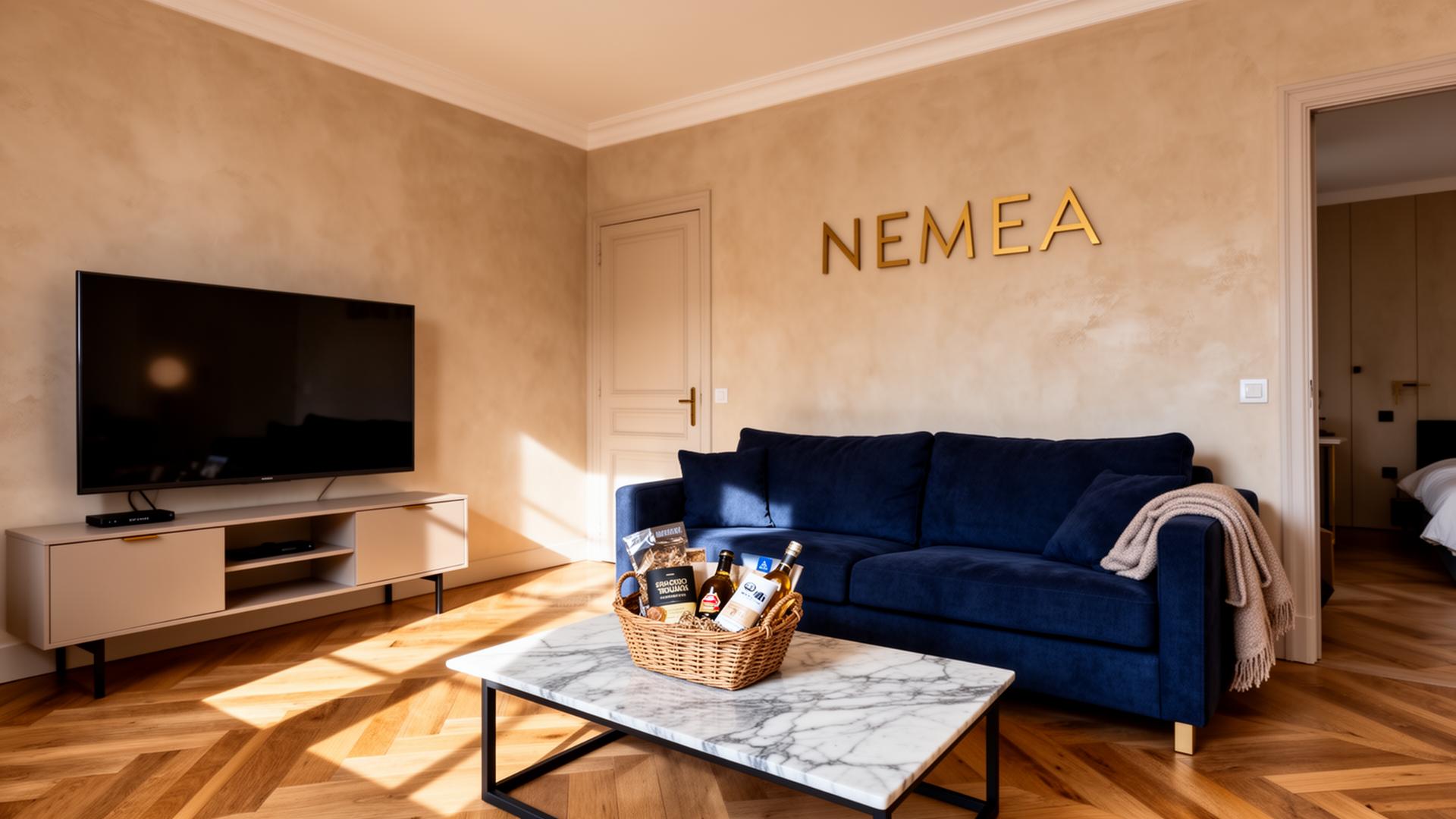 Salon dans un appartement Airbnb premium
